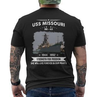 Uss Missouri Bb 63 Front Mens Back Print T-shirt - Monsterry