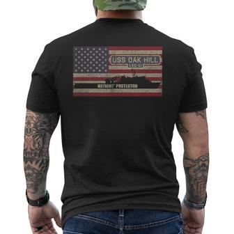 Uss Oak Hill Lsd-51 Dock Landing Ship American Flag Men's T-shirt Back Print | Mazezy