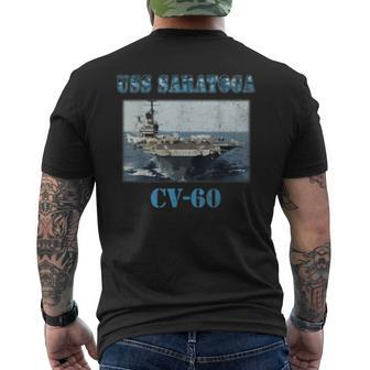 Uss Saratoga Cv60 Proud Navy Veteran Men's Back Print T-shirt | Mazezy
