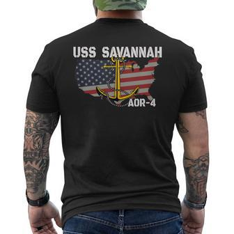 Uss Savannah Aor-4 Replenishment Oiler Ship Veterans Day Dad Men's T-shirt Back Print | Mazezy DE