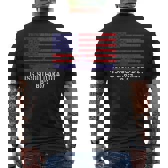 Uss South Dakota Bb57 Battleship Vintage American Flag Men's Back Print T-shirt | Mazezy