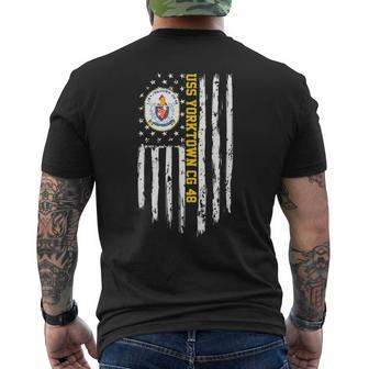 Uss Yorktown Cg48 American Flag Men's Back Print T-shirt | Mazezy