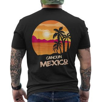 Vacation Cancun Mexico Palm Tree Surfing Beach Ocean Mens Back Print T-shirt | Mazezy