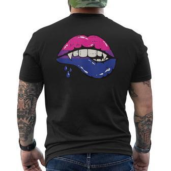 Vampire Lips Bi-Sexual Pride Sexy Blood Fangs Lgbt-Q Ally Mens Back Print T-shirt | Mazezy