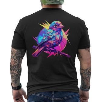 Vaporwave Aesthetic Song Sparrow Men's T-shirt Back Print | Mazezy