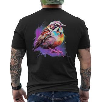 Vaporwave Aesthetic White Throated Sparrow Men's T-shirt Back Print | Mazezy