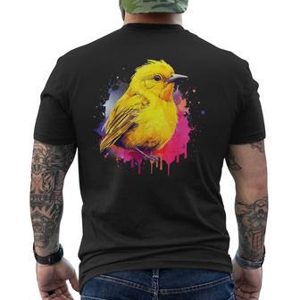 Vaporwave Aesthetic Yellow Warbler Men's T-shirt Back Print | Mazezy