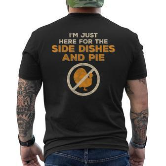 Vegan Thanksgiving Just Here For The Side Dishes & Pie Mens Back Print T-shirt | Mazezy
