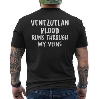Venezuelan Blood Runs Through My Veins Novelty Word Men's T-shirt Back Print - Seseable