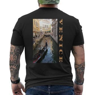 Venice Italy Canal Gondola Travel Souvenirs Photography Men's T-shirt Back Print | Mazezy