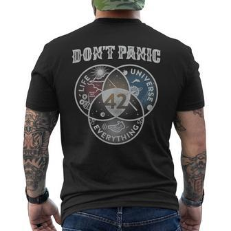 Venn Diagram Dont Panic Life The Universe And Everything 42 Mens Back Print T-shirt | Mazezy