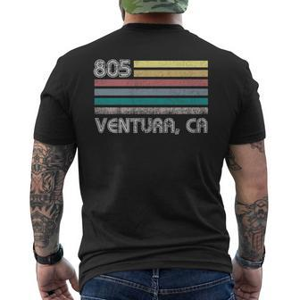 Ventura California Area Code 805 Retro Flag Pride Mens Back Print T-shirt | Mazezy