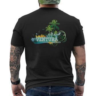 Ventura California Palm Trees Sunset Beach Vacation Mens Back Print T-shirt | Mazezy