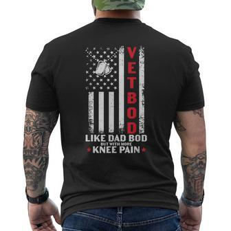 Vet Bod Like Dad Bod US Flag Dog Tag Veteran Men's T-shirt Back Print | Mazezy