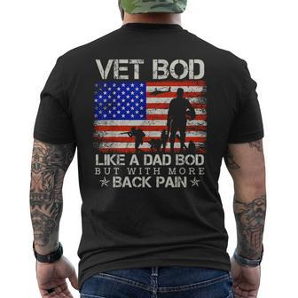 Vet Bod Like Dad Bod Veteran Fathers Day Mens Back Print T-shirt | Mazezy