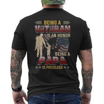 Being A Veteran Is An Honor Being A Papa Is Priceless Men's Back Print T-shirt | Mazezy