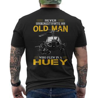 Veteran Never Underestimate An Old Man Who Flew In A Huey Veteran Funny Gifts Mens Back Print T-shirt | Mazezy