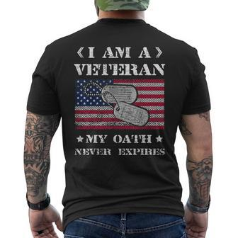 Im A Veteran My Oath Never Expires American Us Flag Men's Back Print T-shirt | Mazezy