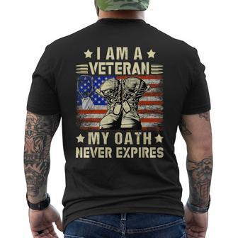 I Am A Veteran My Oath Never Expires Veteran Day Usa Flag Men's T-shirt Back Print | Mazezy CA