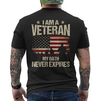 I Am A Veteran My Oath Never Expires Veterans Men's Back Print T-shirt | Mazezy