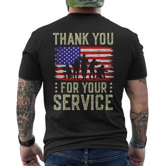 Veteran Thank You For Your Service Us Flag Veterans Day Men's T-shirt Back Print - Monsterry