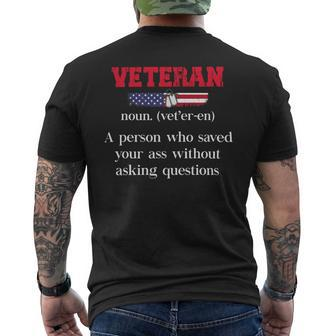 Veteran Vets Soldier Honor Duty America Definition Of Veterans Mens Back Print T-shirt - Monsterry AU