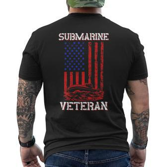 Veteran Vets Submarine Veteran Flag Patriotic Sub Service Submariner Veterans Mens Back Print T-shirt - Monsterry