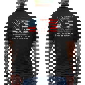 Veteran Vets Thank You Military Veterans Day American Flag Veterans Mens Back Print T-shirt - Monsterry