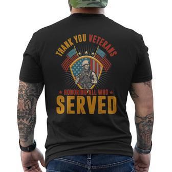 Veteran Vets Thank You Veterans Honoring Those Who Served Patriotic Flag Veterans Mens Back Print T-shirt - Monsterry AU