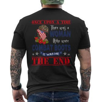 Veteran Vets There Was A Woman Who Wore Combat Boots Lady Veteran 2 Veterans Mens Back Print T-shirt - Monsterry AU