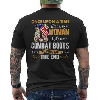 Veteran Vets There Was A Woman Who Wore Combat Boots Lady Veteran Lover Veterans Mens Back Print T-shirt - Monsterry DE