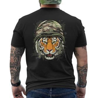 Veteran Vets Tiger Soldier Veteran Army Tiger Safari Animal Lover 372 Veterans Mens Back Print T-shirt - Monsterry