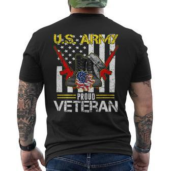 Veteran Vets US Army Proud Veteran With American Flag Gifts Veteran Day Veterans Mens Back Print T-shirt - Monsterry CA