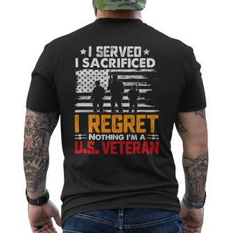 Veteran Vets Us Army Veteran Gifts American Flag I Regret Nothing Gift Veterans Mens Back Print T-shirt - Monsterry