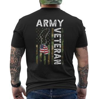 Veteran Vets Us Army Veteran Usa America Camo Flag And Military Dog Tag Veterans Mens Back Print T-shirt - Monsterry DE