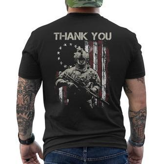 Veteran Vets Us Veteran American Flag Betsy Ross Flag Thank You Veterans 307 Veterans Mens Back Print T-shirt - Monsterry CA