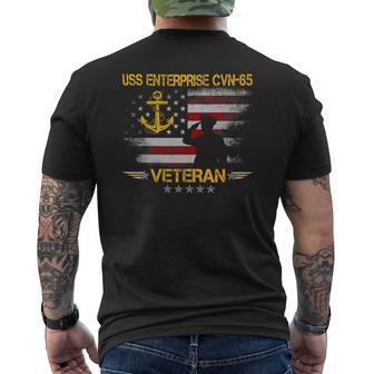 Veteran Vets Uss Enterprise Cvn65 Aircraft Carrier Veteran Flag Vintage Veterans Mens Back Print T-shirt - Monsterry