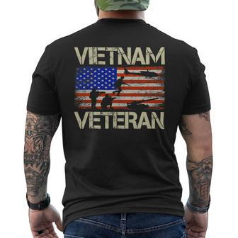 Veteran Vets Vietnam Veteran American Flag Retro Vintage Fathers Day 104 Veterans Mens Back Print T-shirt - Monsterry