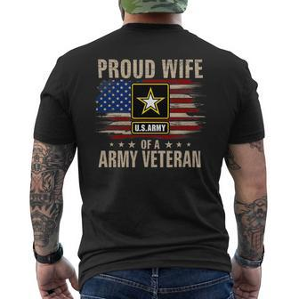 Veteran Vets Vintage Proud Wife Of A Army Veteran With American Flag Veterans Mens Back Print T-shirt - Monsterry