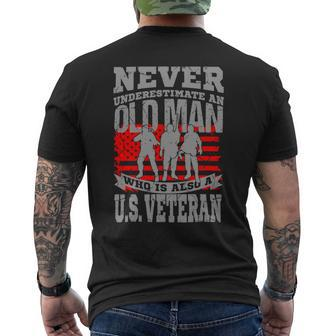 Veterans Day Never Underestimate An Old Man With A Dd214 225 Mens Back Print T-shirt - Monsterry UK