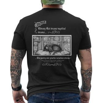 Victorian Library Cat Men's T-shirt Back Print | Mazezy