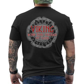 Viking Blood Runs Through My Veins Bold Warrior Men's Men's T-shirt Back Print - Seseable