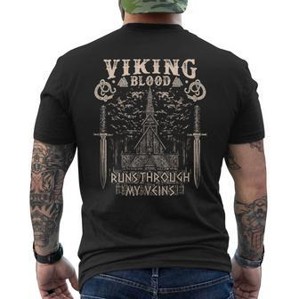 Viking Blood Runs Through My Veins Viking Church Men's T-shirt Back Print - Seseable