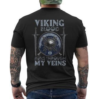 Viking Blood Runs Through My Veins Norse Myth Viking Men's T-shirt Back Print - Seseable