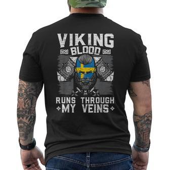 Viking Blood Runs Through My Veins Norse Mythology Vikings Men's T-shirt Back Print - Seseable