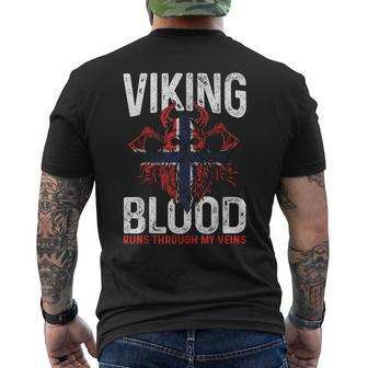 Viking Blood Runs Through My Veins Norwegian Roots Pride Men's T-shirt Back Print - Seseable