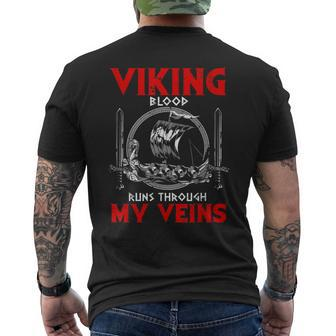 Viking Blood Runs Through My Veins Viking Odin Men's T-shirt Back Print - Seseable