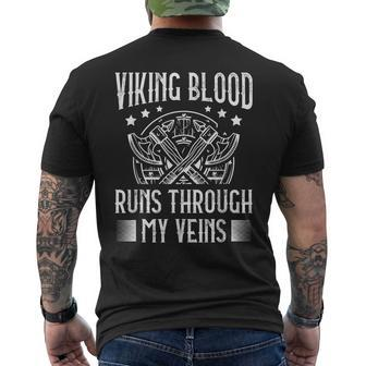 Viking Blood Runs Through My Veins Pagan Norsemen Men's T-shirt Back Print - Seseable