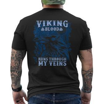 Viking Blood Runs Through My Veins Viking Raven Men's T-shirt Back Print - Seseable