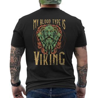 Viking Blood Type Vikings Funny Quotes Humor Sayings Norse Quotes Mens Back Print T-shirt | Mazezy